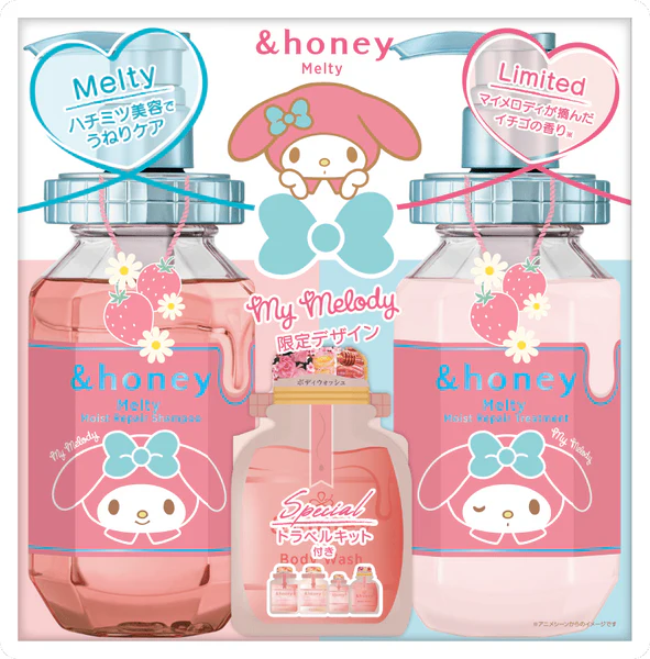 Coffret Shampoing et soin capillaire My Melody Melty de &amp;Honey Sanrio (édition limitée)